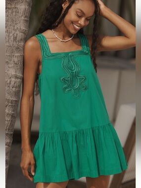 Anthropologie Celandine Braided Drop Waist Mini Dress